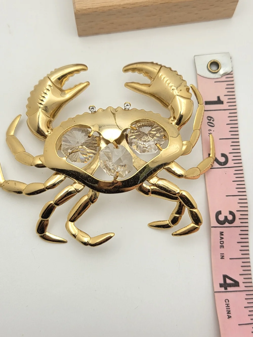 Vintage Gold Crab Frame Topper Crystal Rhinestone 3.5”